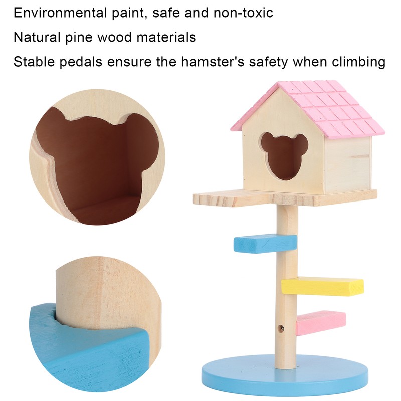 Hamster Loft Toy Wooden Durable Odorless Hamster House Climbing Ladders