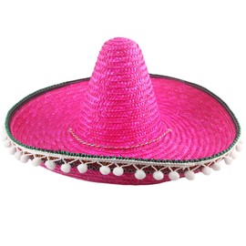 Swakuta Giant Mexican Sombrero Hat Multicolor Straw Sombrero Hat Large Cinco De Mayo Fiesta Headband for Mexican Party Costume Accessories (Rose Red)