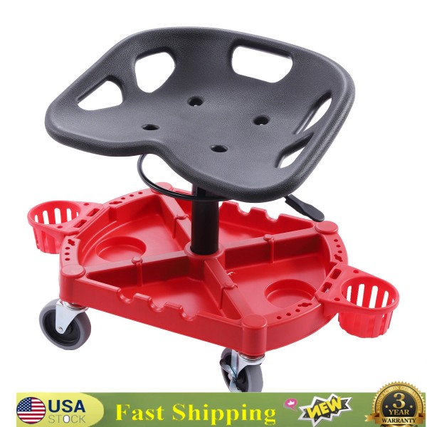 TBvechi Rolling Shop Stool Mechanics Work Seat Adjustable Chair Roll