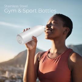 SipX™ Triple-Insulated Stainless Steel Water Bottle - 32oz. With Cover Lid, BPA-Free Reusable Insulated Water Bottle Keeps Cold For 24 Hours, (White)