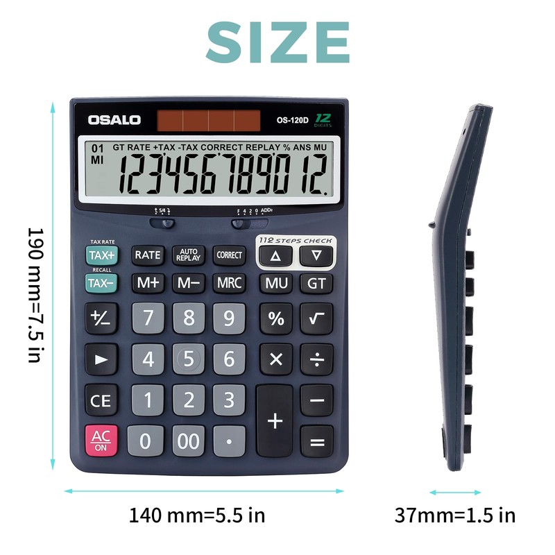 OSALO Desktop Calculator Extra Large Display Big Number with Check