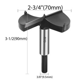 2-3/4"(70mm) Forstner Drill Bits,2-Cutter Tungsten Carbide Tipped Forstner Bit for Hard Wood,Wood Hole Drill Bits for Wood Plastic Plywood.