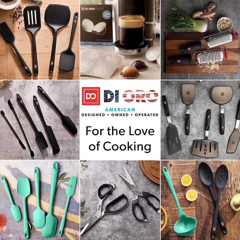 DI ORO Silicone Spoons for Cooking - Large Kitchen Spoons