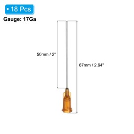 PATIKIL 17Ga Dispensing Needles, 18PCS 2 Inch Industrial Blunt Tip Dispensing Needle Syringes with Luer Lock Needle 2inch Long for Refilling Liquid Inks Adhesive Glue Oil, Dark Brown