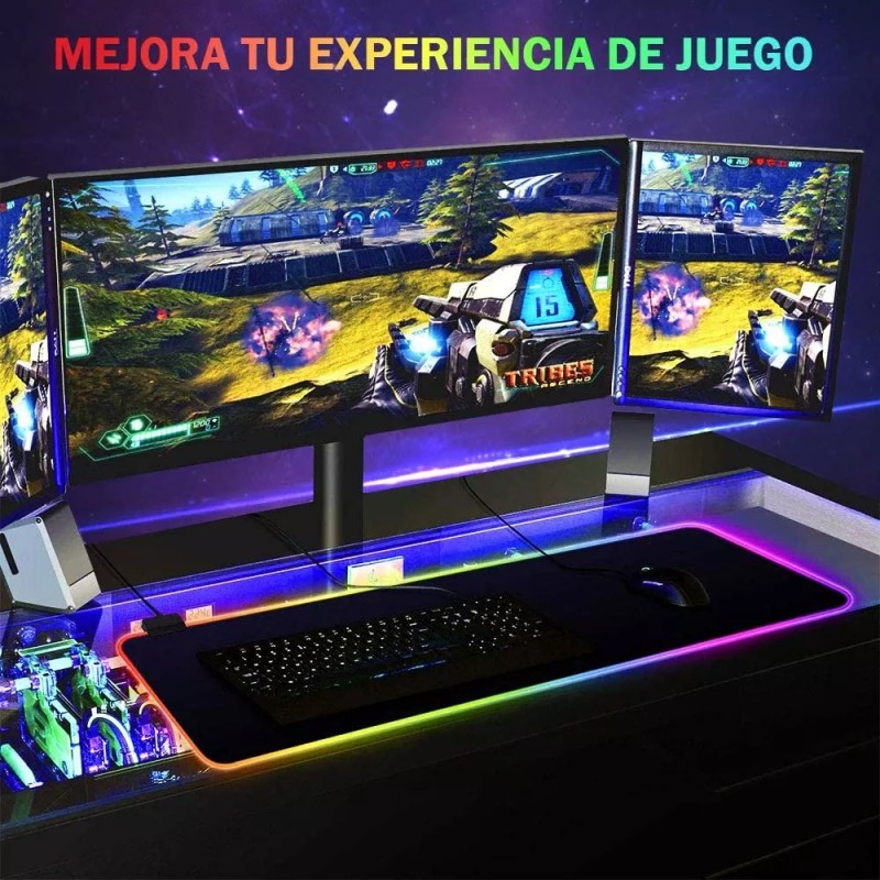 Homni Alfombrilla Ratón Rgb Gamer Base De Goma Antideslizante 800