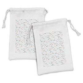 Ambesonne Arrow Fabric Pouch Set of 2, Bohemian and Inspired Ornaments Colorful Cultural Motifs Drawn by Hand, Small Drawstring Bag for Toiletries Masks and Favors, 9" x 6", Multicolor
