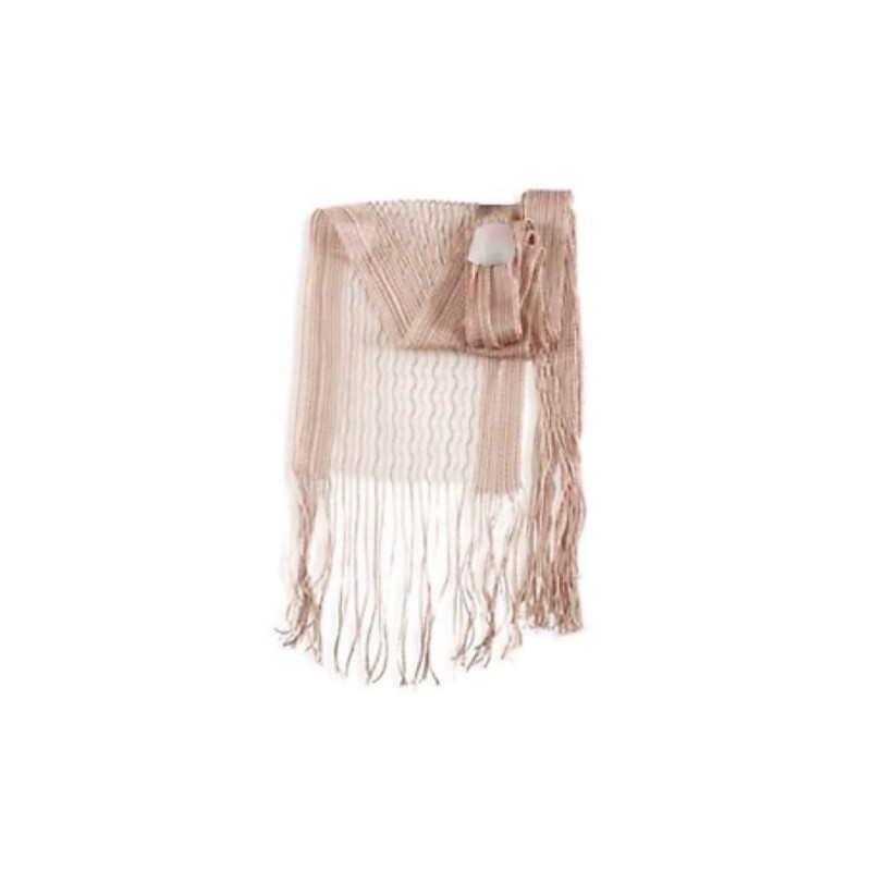 Ladies Crochet Panelled Stripe Neck Scarf (Beige)