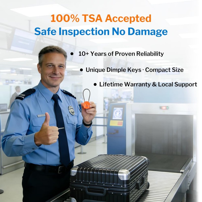 Forge TSA Approved Luggage Locks Ultra-Secure Dimple Key Cable Locks