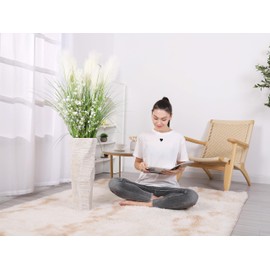 Leewadee Decorative Tall Floor Vase for Living Room Decor, 23 inches, White, Resin