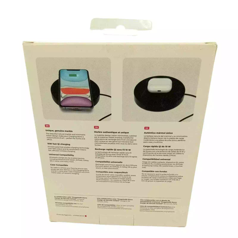 EINOVA 10W Qi Wireless Charging Stone Black Marble