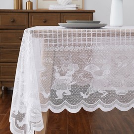 Warm Home Designs Vintage Lace Tablecloth - 60 x 104 Rectangle, White Dining Table Cover for Farmhouse or Italian Table Decor. SH White 104"