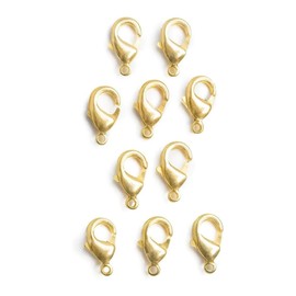 Beads of Cambay | 10mm 22kt Gold Plated Lobster Clasp | Jewelry Making Supplies | for Bracelet Necklace Earrings Anklet | DIY Charms | 10pcs