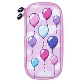 FRINGOO® Kids Pencil Case Hardtop Embossed Cover Double Zipper Pencil Holder Stationery Organiser Funny Novelty Unique Unicorn Design (Unicorn Balloons)