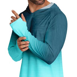 APTRO Men's UPF 50+ Sun Protection Long Sleeve Hoodie Shirts UV Outdoor Fishing Shirts SPF Rash Guard Shirts for Men MS17 Gradient Green XL