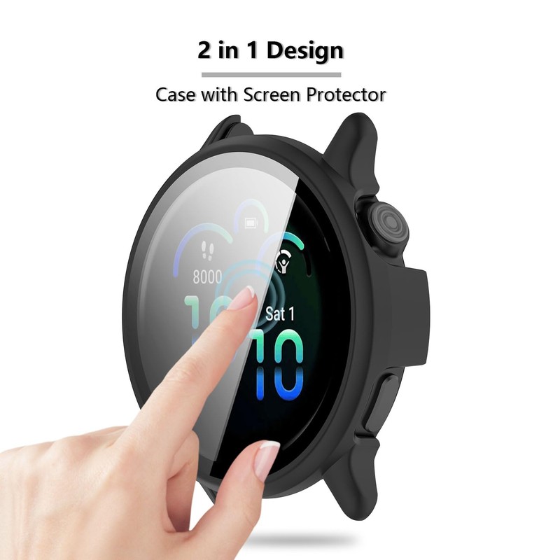 [2-Pack] Case with Tempered Glass Screen Protector Compatible with Garmin