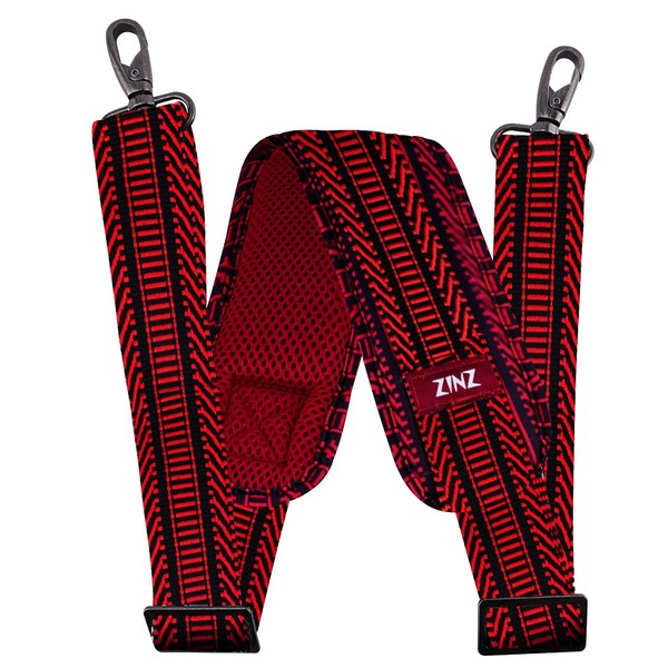 ZINZ 78.7 inches (200 cm) Shoulder Belt, Extra Thick Fixed Cushion Pad, Shoulder Strap, Replacement, Shoulder Strap/PC Bag, Camera Case, Business Bag, Sports Bag, Shoulder Bag, Etc., Black & Red Jacquard