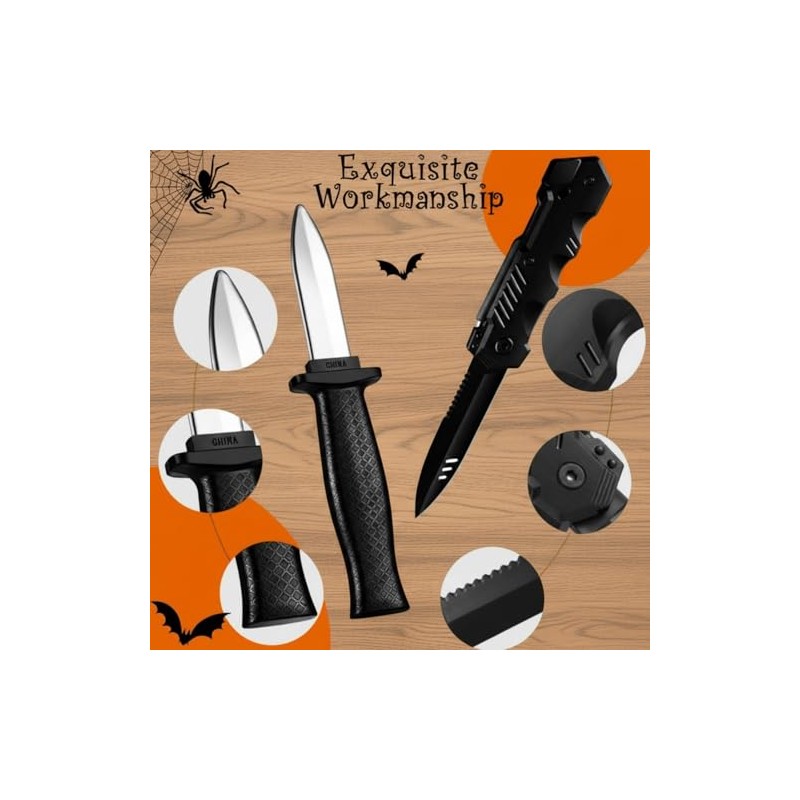 Sumind 4 Pieces Retractable Fake Knife Retractable Prop Knife Fake