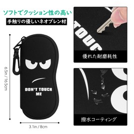 MoKo Soft Neoprene Eyeglass Case Glasses Pouch Zipper Splashproof Scratchproof Accessory Organizer with Hook for Easy Carry DontTouchMe