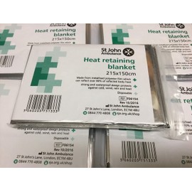 5 x St John Ambulance 2.15m x 1.5m Emergency Heat Retaining Adult Blankets