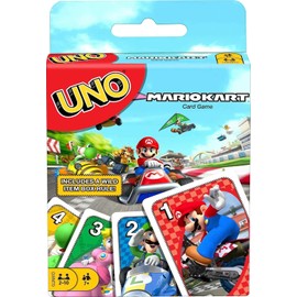 Juego de Cartas UNO de Mario Kart con 112 Cartas e Instrucciones (Idioma español no garantizado), para Jugadores de 7 años y más, Regalo para niños, Familia y Adultos