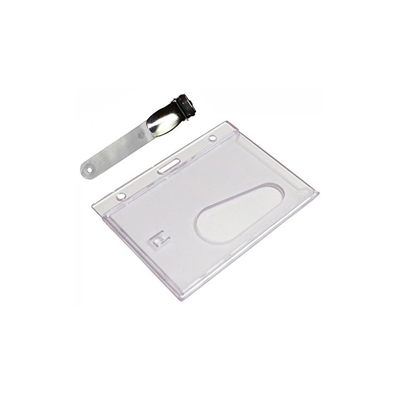Customcard ltd® - Clear Landscape 1 Clip ID Card Holder