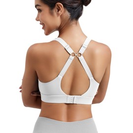 YEOREO Sports Bras for Women Xena Bra Maximum Support High-Impact Workout Gym Running Supportive Padded Bras White L