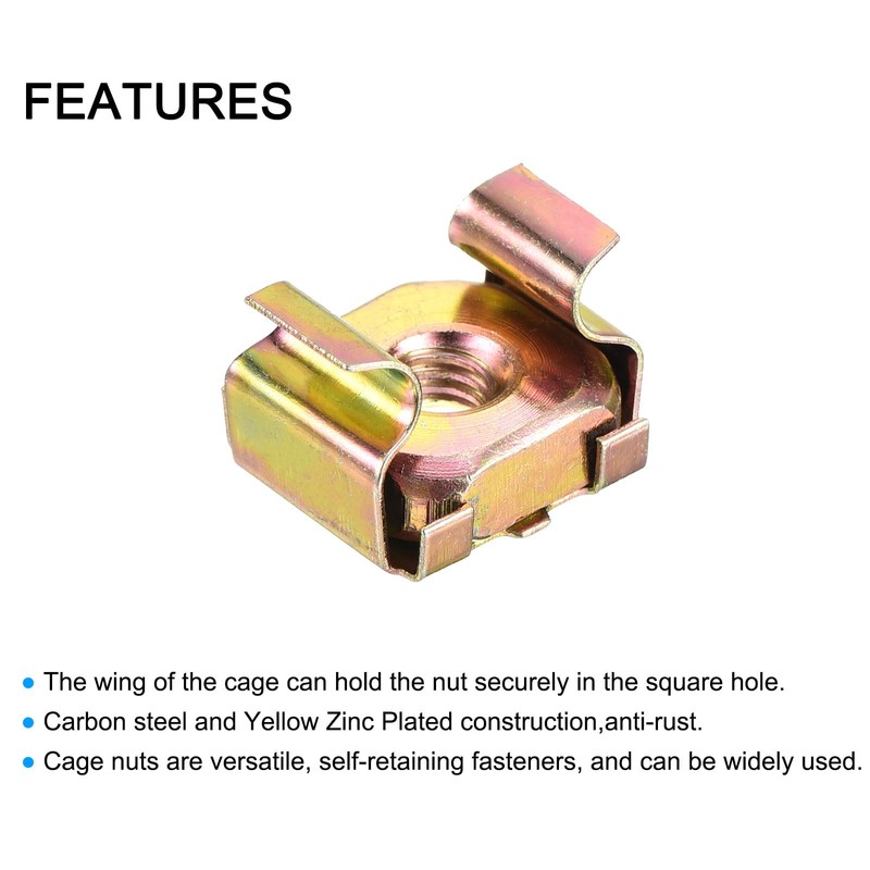 sourcing map M4 Cage Nuts for Server Rack Cabinet, Carbon
