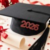LOGOFUN 2026 Rhinestone Graduation Brooch Pin, Red
