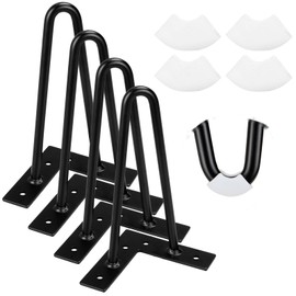 GOYADA Set of 4 Hairpin Table Legs, 20 cm, Black Metal Coffee Table Legs with Screws, Industrial Furniture Legs for Coffee Table, Cabinet, with Rubber Floor Protectors