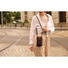 Gusti Estera Leather Shoulder Bag for Men and Women, Vintage Brown Leather, brown