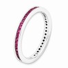 Solid 925 Sterling Silver Stackable Created Ruby Ring Eternity Band