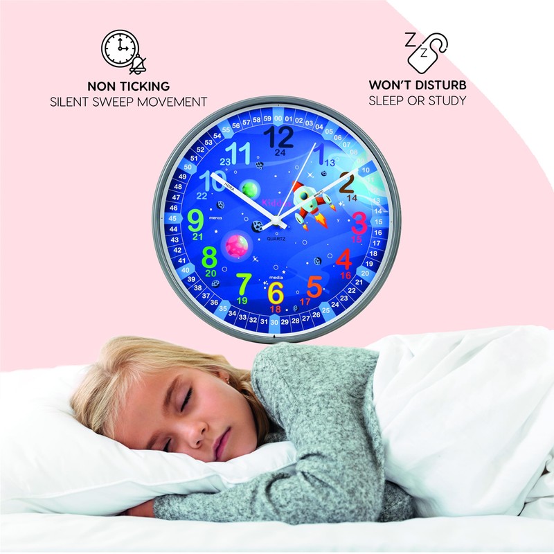 Kiddus Children's Wall Clock Analogue Time Teacher with Time Learning