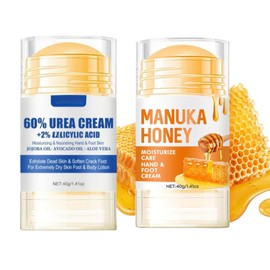Foot Cream for Cracked Heels and Dry Skin, Hand & Foot Strick for Dry feet Moisturize Callus Remover For Feet Knees Hand (2 PCS, Honey & Urea Foot Cream)