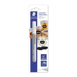 STAEDTLER Marcador de tiza Lumocolor, blanco, borrado en húmedo, punta redonda, 2.4 mm, 200 unidades, a base de agua, estampado animal, borrable