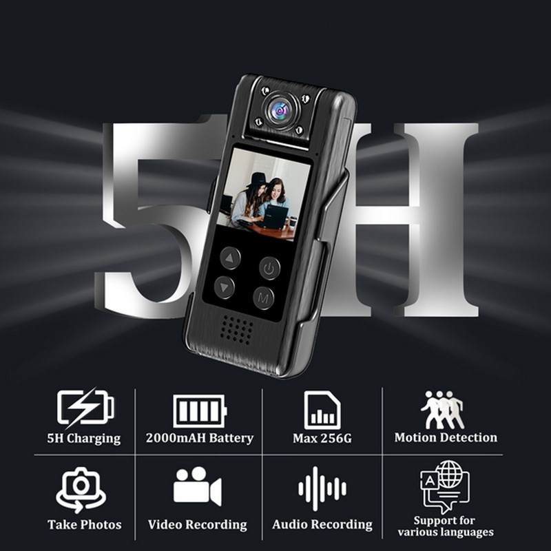 Body Worn Camera Professional 180 Degree Rotation HD Night Vision