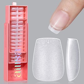 AILLSA Extra Short Coffin Nail Tips - 450 PCS Upgraded Matte Soft Gel Full Cover Nail Tips No Filed, Pre-shaped Clear Acrylic False Gelly Nail Tips for DIY Christmas Press On Nails 15 Sizes with Box