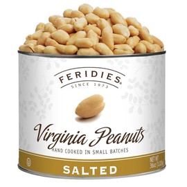 FERIDIES Extra Large Gourmet Virginia Salted Peanuts, Cooked in Pure Peanut Oil, No Preservatives, Non-Gmo, Kosher Certified - 36 Oz Tin
