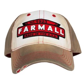 540Brands McCormick Farmall Youth Adjustable Baseball Cap, Distressed Tea-Stained with Logo Patch, Kids 6-Panel Hat Tan