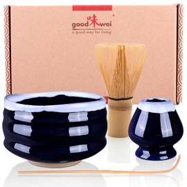 Goodwei Japanese Matcha Complete Set with High-Quality Tea Bowl (Kori, 80)