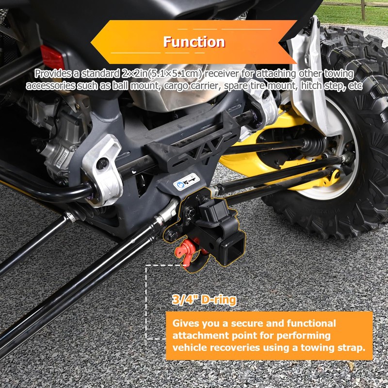 WeiSen 2" Rear Towing Trailer Receiver Hitch with 3/4" D-ring