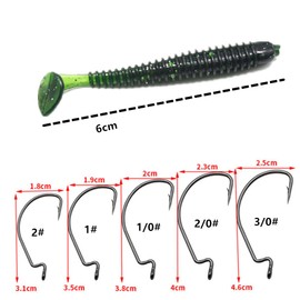 50 Pieces Fishing Hook Set, 10 Pieces Soft Fishing Lures, CuiCanfla with Barbed Fishing Hook Set with Plastic Box, Fishing Accessories for Saltwater Fresh Water