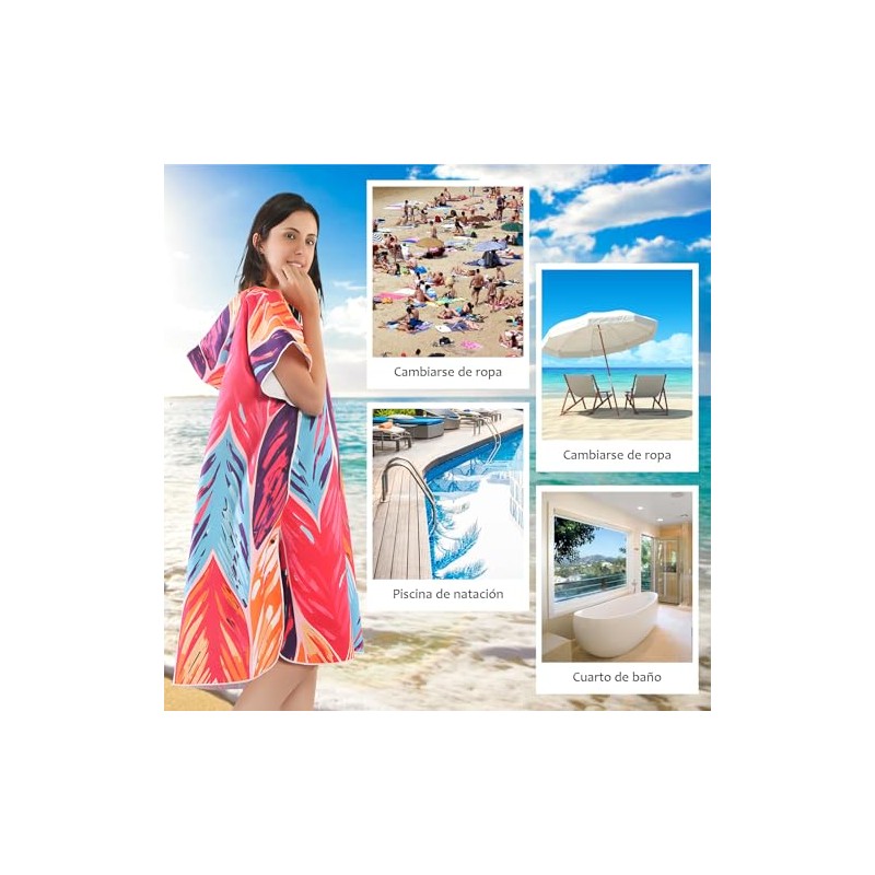 Poncho de Playa, Toalla de Playa con Capucha, Poncho de
