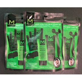 M BLACK 3 Sets ~ M BLACK Men's Facial Skin Care Charcoal Tea Tree Oil Vitamin E- NEW.