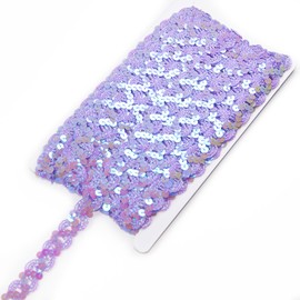 2 Rolls Sequin Ribbon Trim for Sewing, 24 Yards Purple Flat Glitter Sequin Trim, 0.8 Inch Flat Sequin Strip for Craft, Sports Events, Costume, Embellishments
