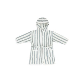 Jollein Children's Bathrobe 1-2 Years - Stripe Terry, Sea Green - 100% Cotton - GOTS Certified - with Hood - Bathrobe for Girls and Boys