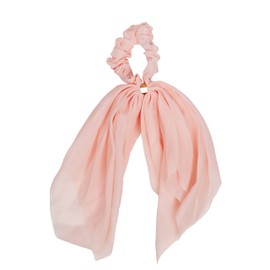 Chiffon Scrunchie with Tails Hair ties - Solid Light Peach Hair Ribbons Scarf Scrunchie