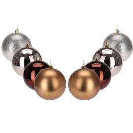 Weihnachtskugeln aus Kunststoff - wetterfest frostsicher - Christbaumkugeln für Innen und Außen - Weihnachtsbaumkugeln Kunststoff (Amber, 8 x (12 cm))