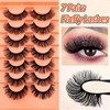 7 Pairs of 3D False Eyelashes, Cat Eye, Fluffy Volume,