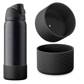 2 PCS Silicone Water Bottle Boot for Owala, Anti-Slip Protective Sleeve for FreeSip/Twist/Flip, Watter Bottle Accessories, Bottom Bumper Cover, Dishwasher safe, BPA Free (Wave)