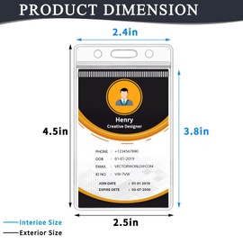 600 Pack ID Badge Holder - Vertical Badge Holder, 2.25" x 3.5" Clear Cards Holders for Lanyard, Plastic Sealable Waterproof, Name Tag Holder for Nurses, Office and School